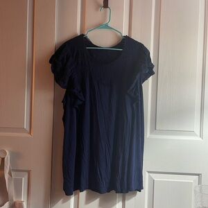 Torrid Blue Ruffled Cap Sleeve T-Shirt